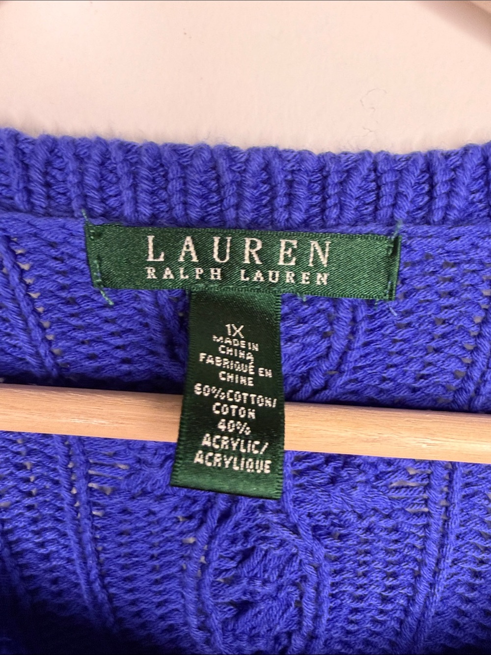 Ralph Lauren Royal Blue Cable Knit Sweater - Picture 2 of 3